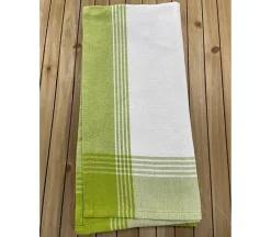 Dunroven House McLeod Border Towel – Taupe on White