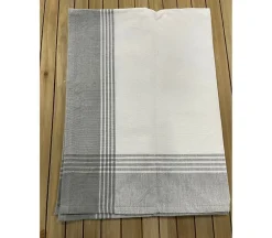 Dunroven House McLeod Border Towel – Grey on White