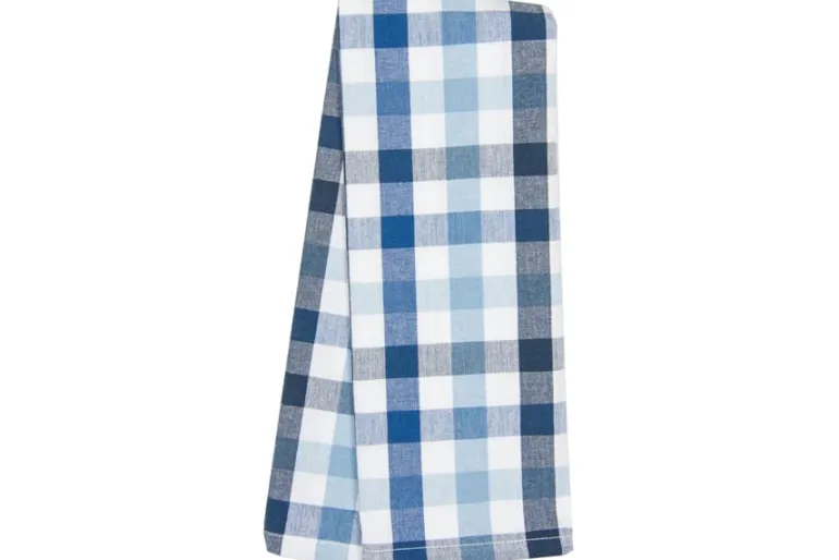 Dunroven House Navy, Chambray & Light Blue Large Check Tea Towel