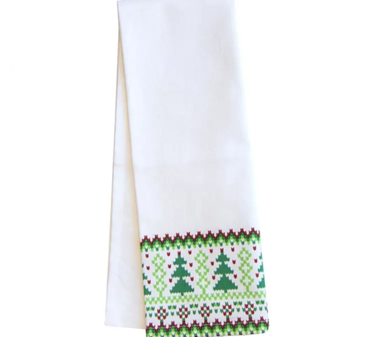 Dunroven House Nordic Green Trees Print Towel #400-135