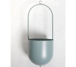 Dusty Blue Metal Hanging Pot
