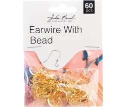 Earwire With Bead – Gold 60 pcs