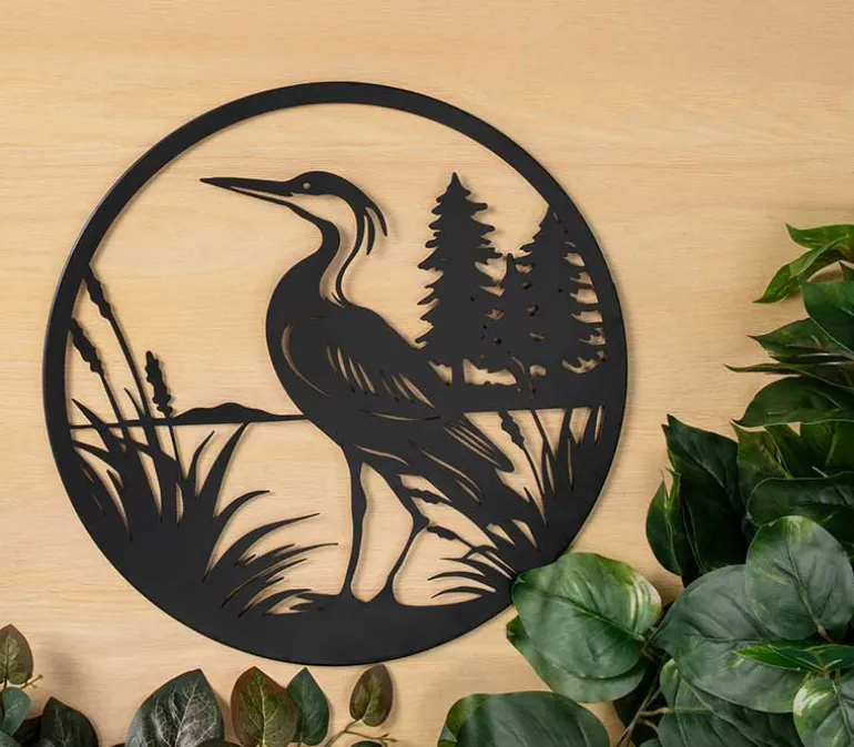 Elegant Metal Crane Wall Art by Sierra Pacific Crafts