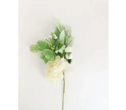 18″ Eucalyptus & Rose Spray, White