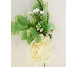 18″ Eucalyptus & Rose Spray, White