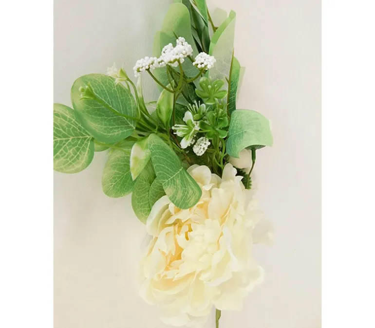 18″ Eucalyptus & Rose Spray, White