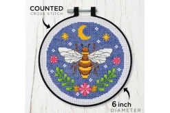Expressive Bee Cross Stitch Kit with 6-inch Hoop