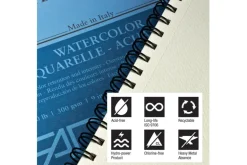 Fabriano 1264 Watercolor Pad, 11″x15″, 140lb, 30 Sheets
