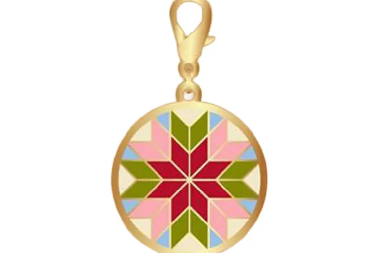 Fabric Roll Quilting Enamel Zipper Pull Charm