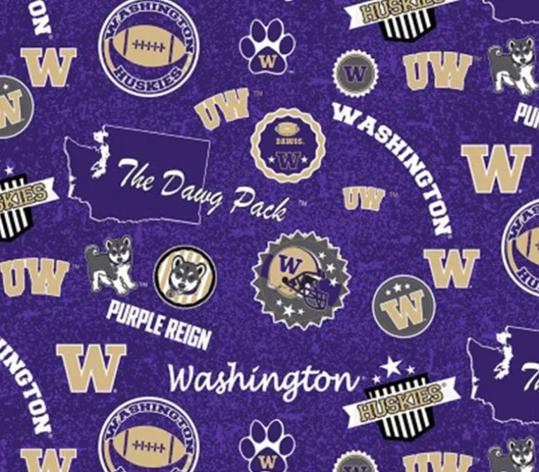 Fabric – University Of Washington Logo Toss Purple