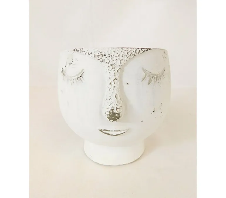 Face Concrete Pot Vase
