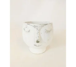 Face Concrete Pot Vase