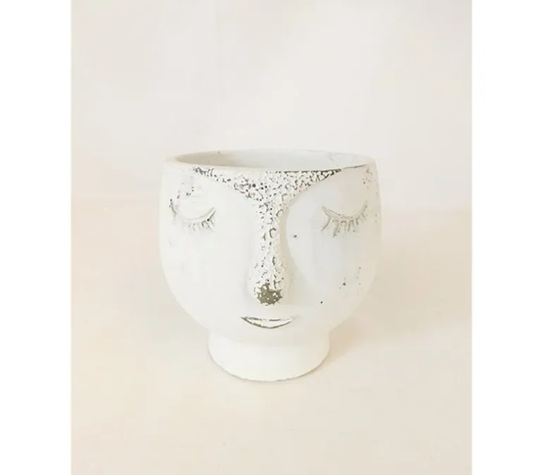 Face Concrete Pot Vase
