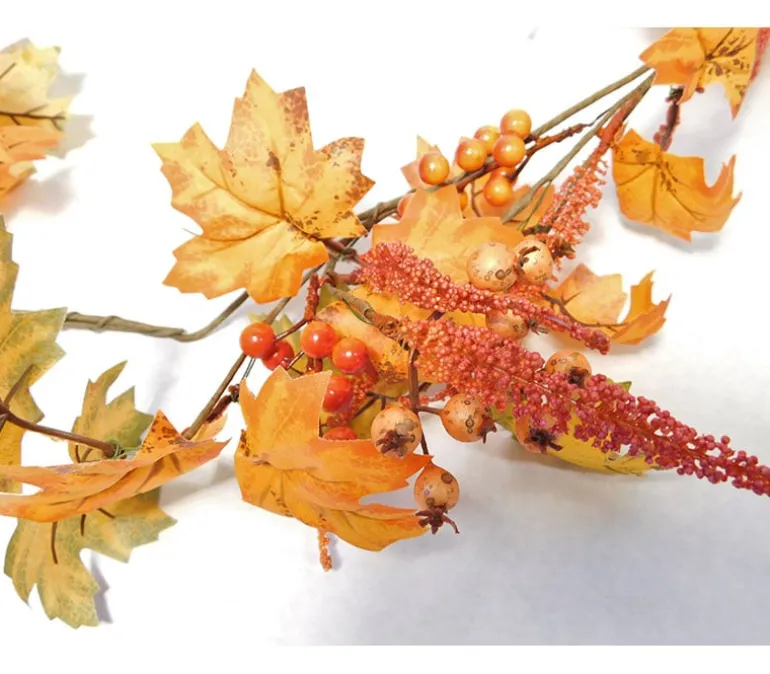 Fall Leaves Garland – 6-Foot Autumn Décor in Orange & Red