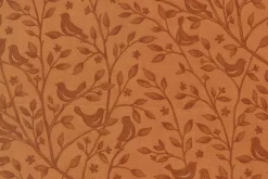 Family Tree Birds and Branches in Tonal Ginger Rust
