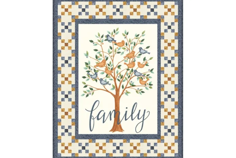 Family Tree Damask on Dusk Blue