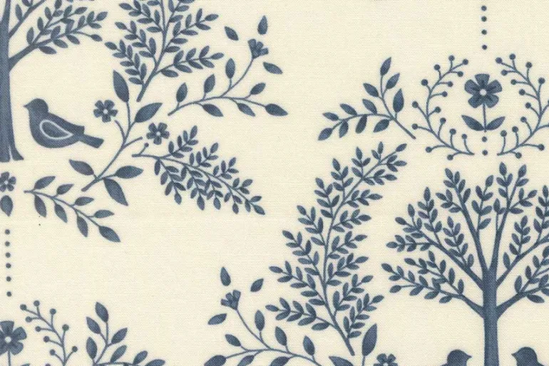 Family Tree Damask on Dusk Blue