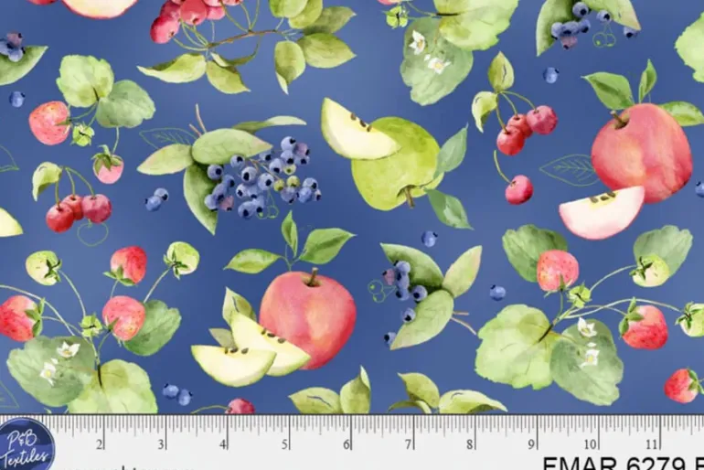 Farmers Market Favorite Fruits Tossed on Blue