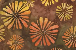 Fawn Batiks Blooms on  Autumn Brown