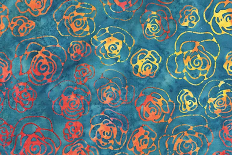 Fawn Batiks Fall Leaves in Pink
