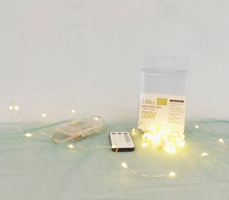 Firefly Lights 100 Bulb (Battery Operated) – Silver Wire – Warm White