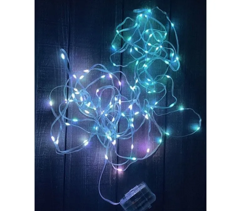 Firefly Lights on PVC Cord 100 Bulb – Multi Color – Silver Wire