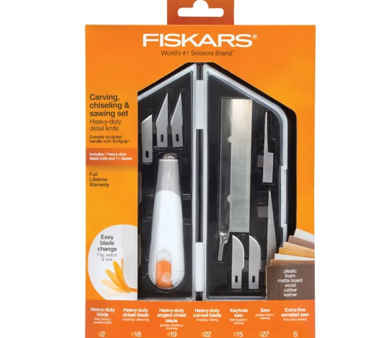 Fiskars Heavy-Duty Easy Change Detail Knife Set Diy (11 Blades)
