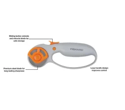 Fiskars® 45 mm. Loop Handle Rotary Cutter – Light Gray Trilinglual