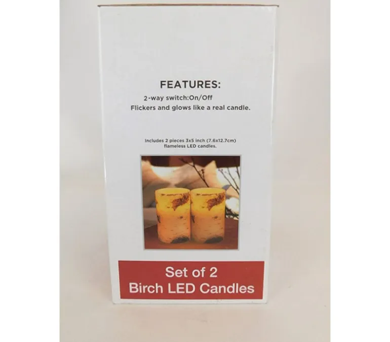 Flameless LED Birch Candle Set – 2 Piece