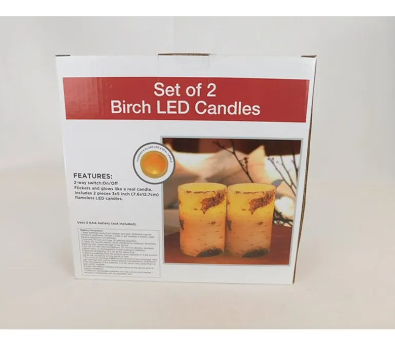 Flameless LED Birch Candle Set – 2 Piece