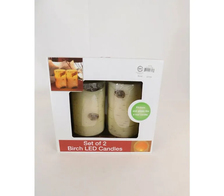 Flameless LED Birch Candle Set – 2 Piece
