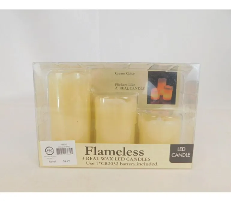 Flameless LED Real Wax Candles – Ivory – 3 Piece (2″, 3″, 4″)