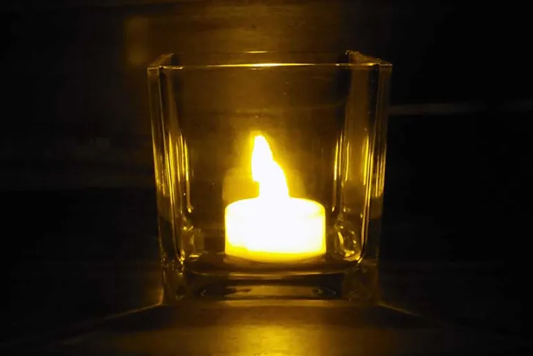 Flicker-Flame LED Pillar Candle with Touch Control – 3″x4″