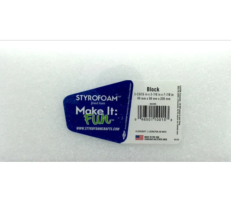 FloraCraft Brick – Styrofoam – 8-inch x 4-inch x 2-inch – White