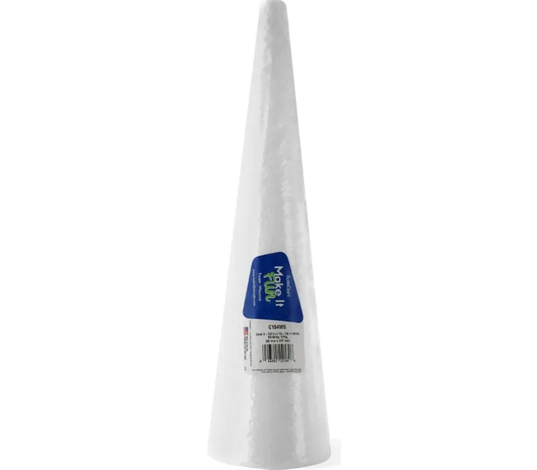 FloraCraft Cone – Styrofoam – 15-inch x 3-7/8-inch – White