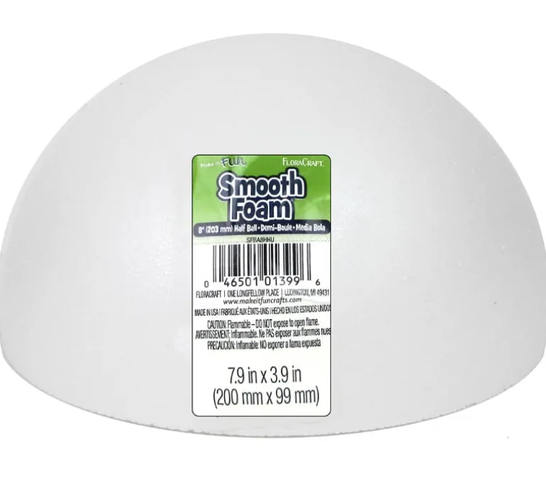FloraCraft Foam Hollow Half Ball – Smooth – 8-inch