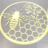 Flower and Bee Metal Wall Art – Gold
