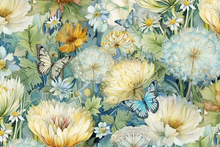 Forest Whisper Daisies in Bloom on Blue