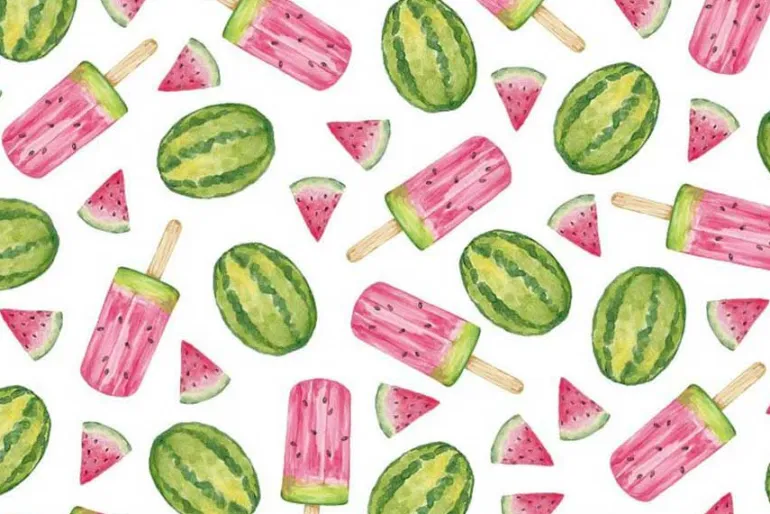 Fruity Popsicles Watercolor Dot in Green