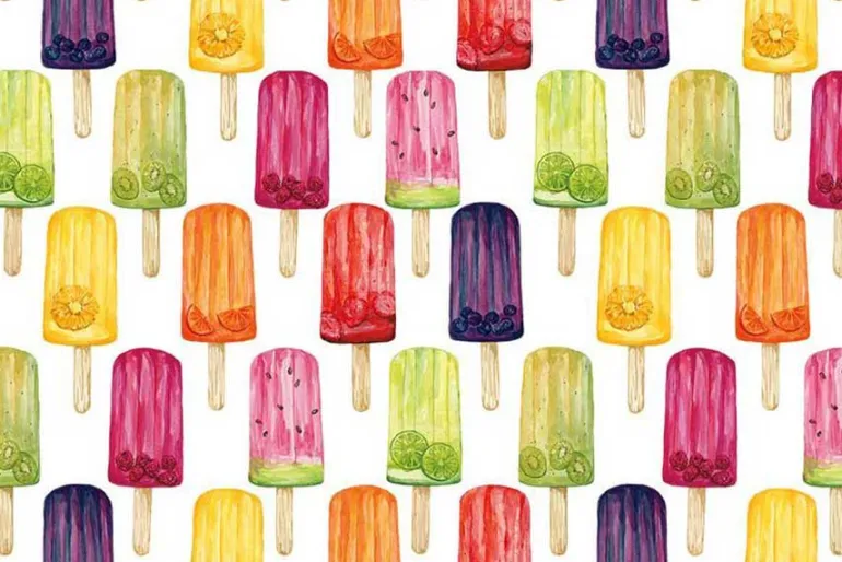 Fruity Popsicles Watercolor Dot in Green
