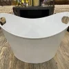 Galvanized Metal Bowed Bucket – White