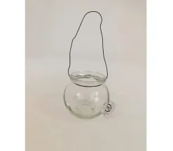 Glass Bowl with WIre Handle – 3-inch x 3-inch x 3-inch
