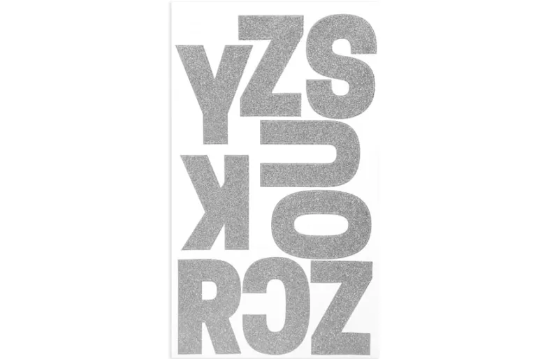 Glitter Alphabet Sticker Sheet – 2″ – Silver