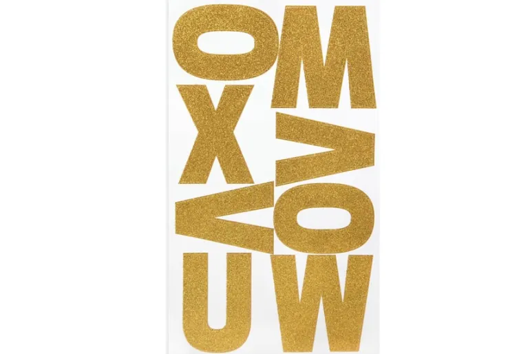 Glitter Alphabet Sticker Sheet – 2″ – Gold