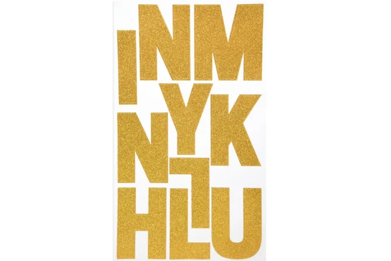 Glitter Alphabet Sticker Sheet – 2″ – Gold
