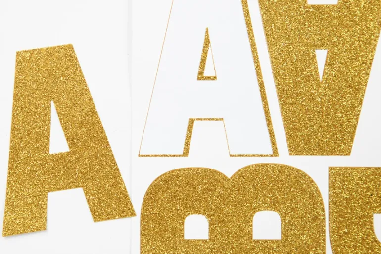 Glitter Alphabet Sticker Sheet – 2″ – Gold