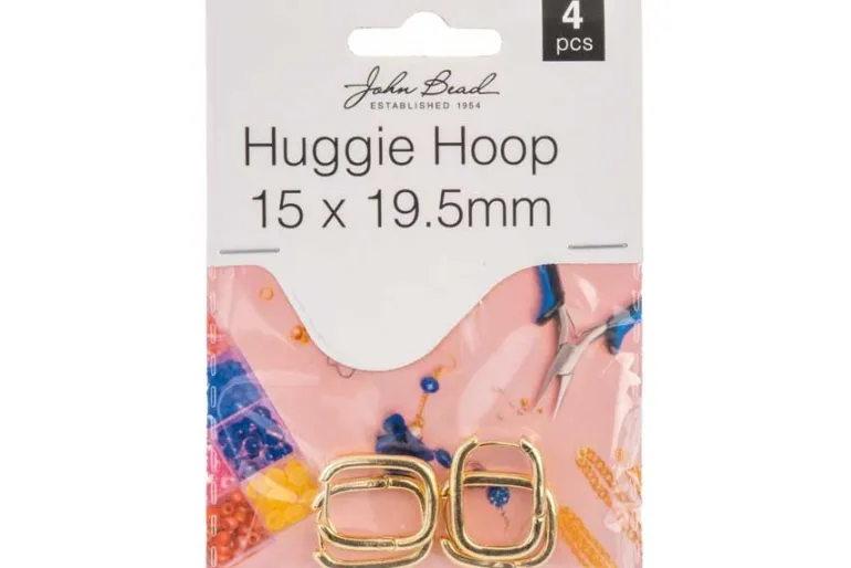 Gold Huggie Hoop Earring Findings with Loop, 12×13.5mm, 8 Pieces