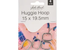 Gold Rectangular Huggie Hoop Earrings, 15×19.5mm, 4 Pieces