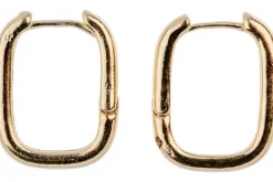 Gold Rectangular Huggie Hoop Earrings, 15×19.5mm, 4 Pieces