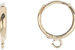 Gold Rectangular Huggie Hoop Earrings, 15×19.5mm, 4 Pieces